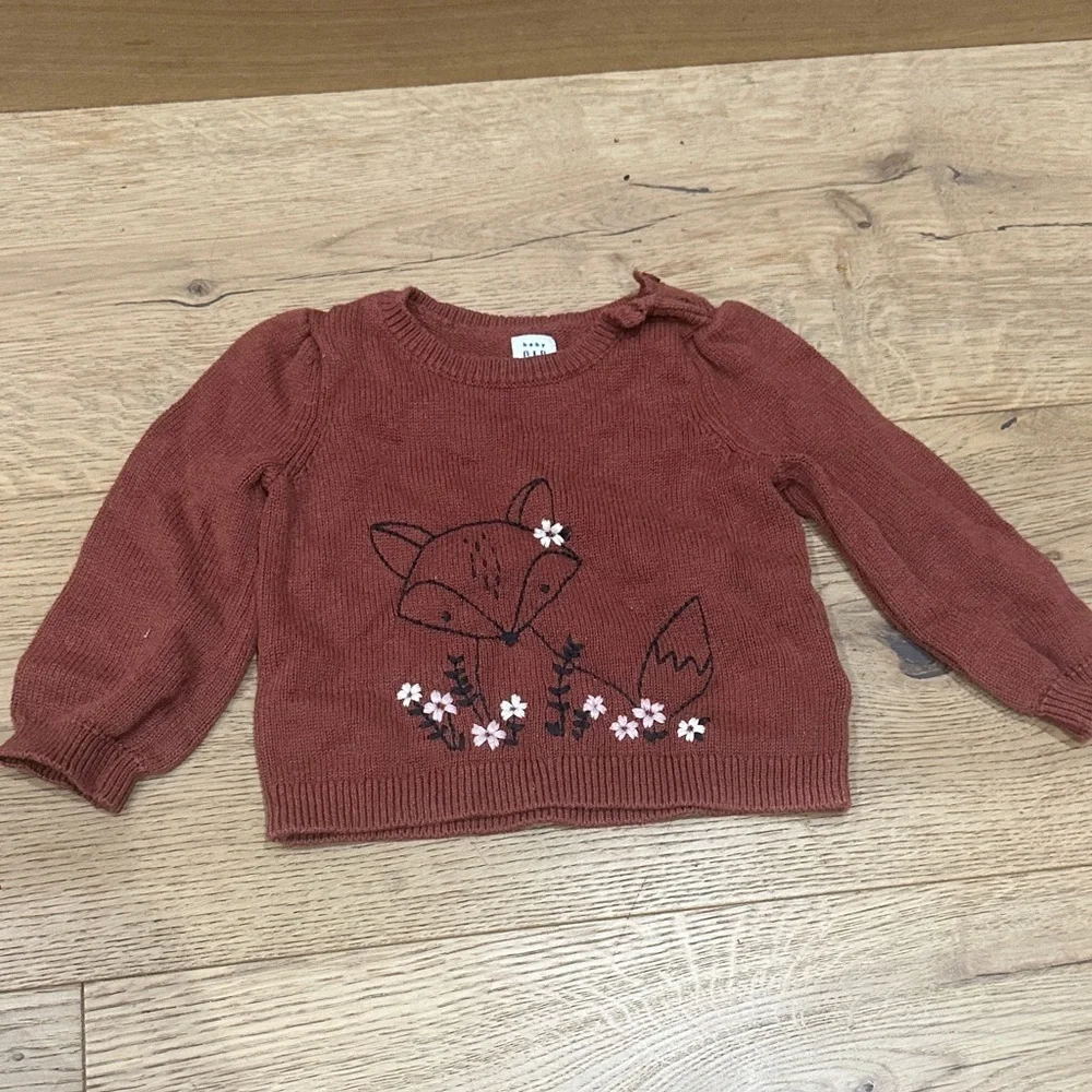 Gap baby girl Rust Sweater with Fox Design 12/18m